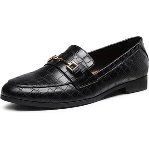 Dream Pairs Women's Black-stone Faux Leather Comfortable Flats Penny Loafers